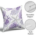 thumbnail image 5 of Nautical Coastal Throw Pillow Covers 18"x18" Set of 2 Beach Theme Purple Coral Starfish Pillow Cover Cotton Summer Couch Pillow Cases Outdoor Sofa Cushion Cover Modern Decor for Bed Living Room, 5 of 6