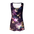 thumbnail image 4 of Women's Plus Size Tank Tops Floral Print Crew Neck Pleated Sleeveless Shirts Summer Casual Loose Tunic Tops (L, Multicolor 11), 4 of 6