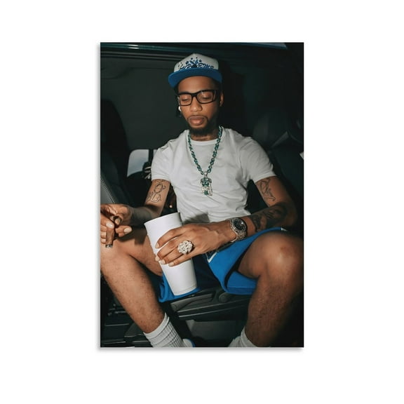 Key Glock Art Rapper Boy Cool Poster Room Aesthetic Poster Print Art Wall Painting Canvas Posters Gifts Modern Bedroom Decor 12x18inch(30x45cm)