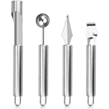 

LYTIVAGEN 4 PCS Fruit Tool Set 4 in 1 Fruit Carving Knife Stainless Steel Watermelon Baller Multifunctional Fruit Peeler Seed Remover Kitchen Helper Set for Different Fruits