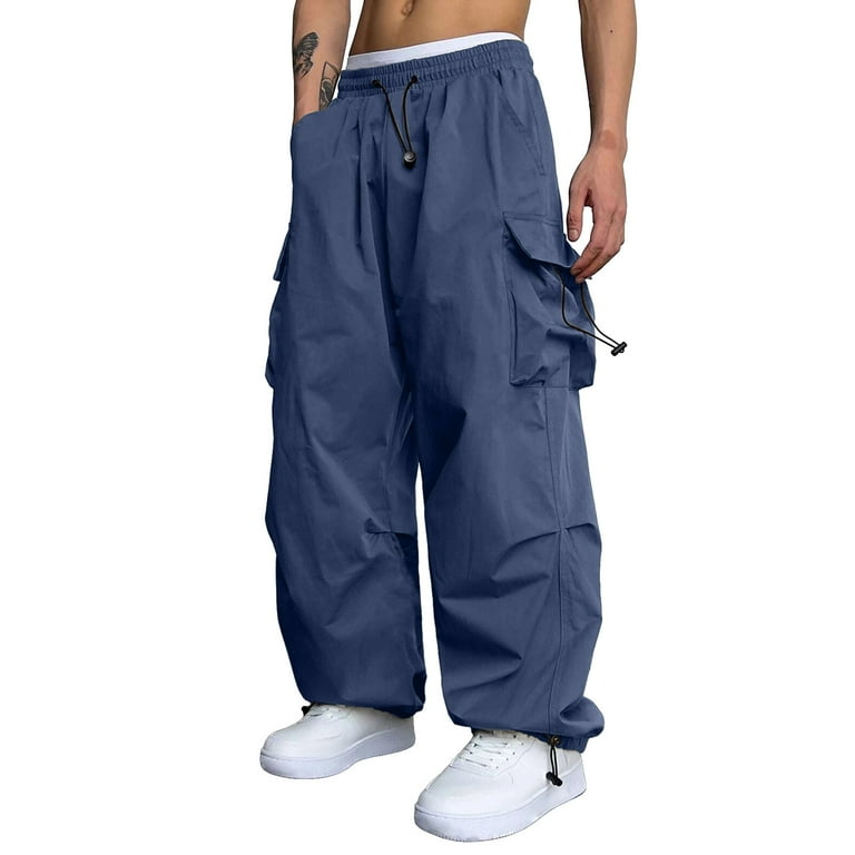 NIEWTR Men Track Parachute Pants Y2k Baggy Sweatpants