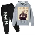 thumbnail image 3 of Ropa para niños Conjunto de sudadera con capucha para niños y pantalones de sudadera Conjunto deportivo de 2 piezas para niños y niñas Ropa estampada de Mbappé, 3 of 5