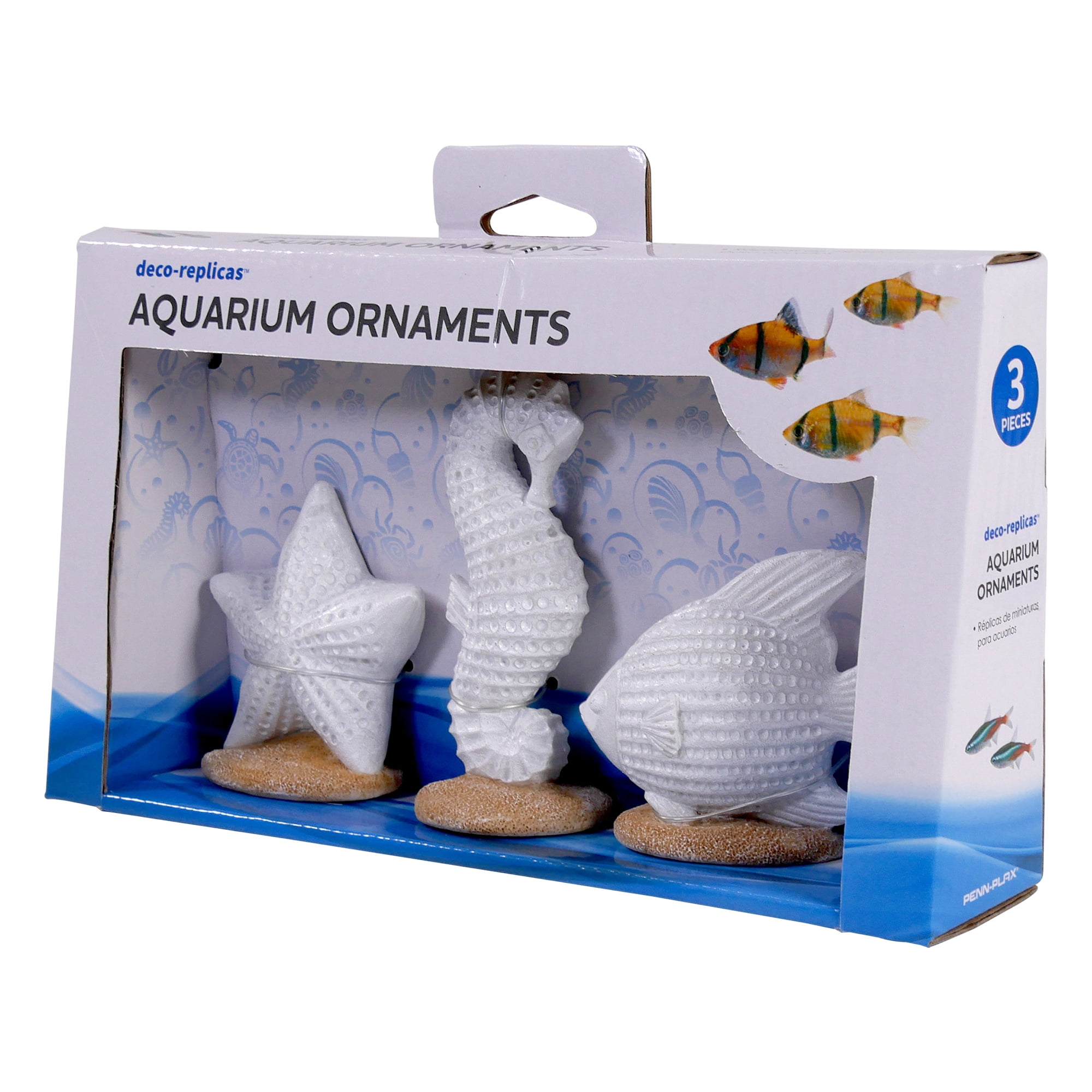 Penn-Plax 3 Piece Coastal Resin Kit  Aquarium Decor- Seahorse, Starfish, and Fish Ornaments - Small