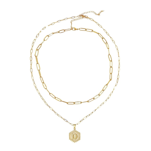 SIfdSeng 1Ensemble 26 Collier Hexagone Initial pour Femmes Colliers pour Femmes A Z 26 Alphabet Initial Colliers Dorés pour Femmes Filles