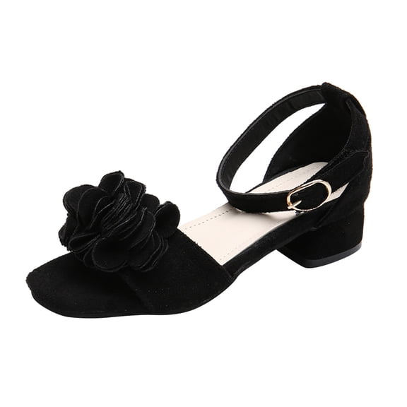 NOKIO Kids Princess Sandals with Chunky Heel - Fashionable Children’s Strappy Dress Shoes , Breathable Orthopedic Support Outdoor Footwear