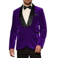 thumbnail image 1 of Blazers de Tuxedo de Terciopelo INSPIRE CHIC para hombres, con solapa de chal, chaquetas formales para bodas, talla XL, color púrpura, 1 of 5