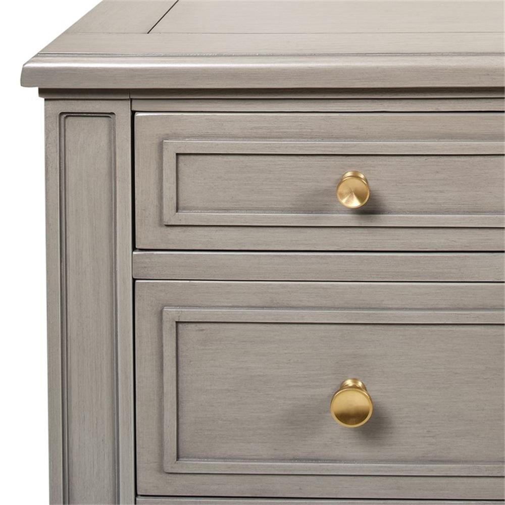 Jennifer Taylor Home Dauphin Gold Accent 5-Drawer Wood Executive Desk Grey Cashmere Rubber Wood & Veneer
