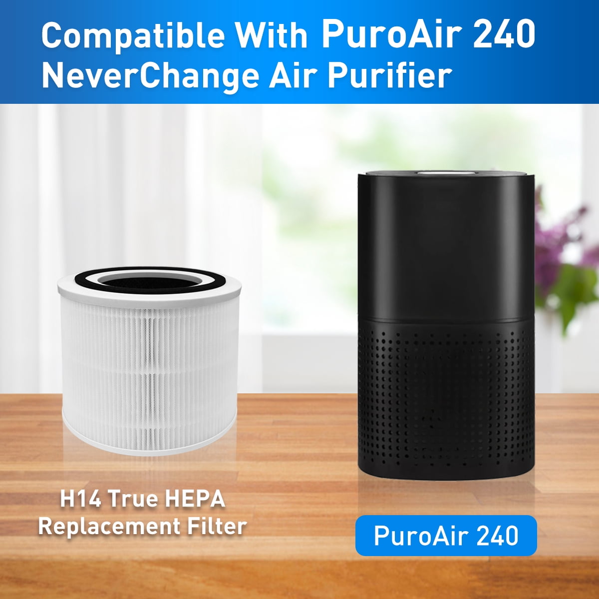 HEPA 14 Replacement Filter 2-Pack – Compatible with PuroAir 240 Air Purifier – High-Efficiency Particle & Odor Removal,3-in-1 True HEPA Replacement Filter.