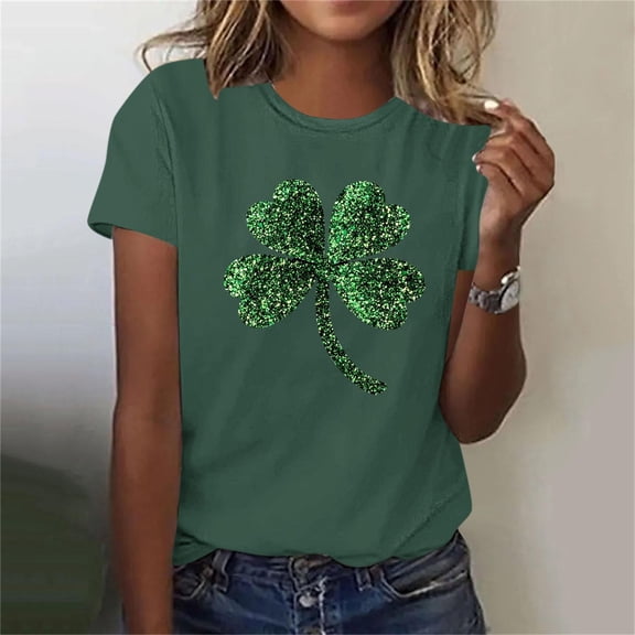 St Patricks Day Shirt Women Shamrock Graphic Tees St Patty's T-Shirt Green Irish Tops
