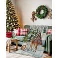 thumbnail image 2 of Christmas Elk Flannel Blanket for Bed,Travel and Camping, Chalet Pine Tree Forest Grey Winter Snow Scene Super Soft Cozy Blanket for All Seasons 30"x40", 2 of 6