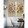thumbnail image 4 of Vintage Daisy Floral Sheer Curtains 63 Inch Length 2 Panels Set Window Treatments, Spring Flowers Botanical Leaves Rustic Rod Pocket Semi Curtains for Living Room/Bedroom/Kitchen Décor, 104"W x 63"L, 4 of 7