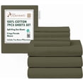 thumbnail image 1 of RUVANTI 7 Pcs Cotton Sheets - 100% Natural Cotton Soft, Lightweight & Breathable Crispy Percale Bed Sheets, Split King Sheets for Adjustable Bed 16" Deep Pockets, Winter Moss, 1 of 9