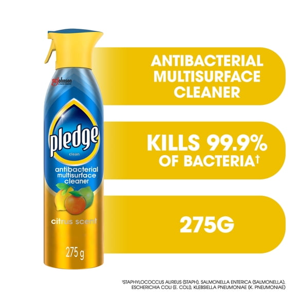 Pledge® Disinfectant Spray and All Purpose Cleaner, Multi-Surface and Antibacterial, Citrus Scent, 275g
