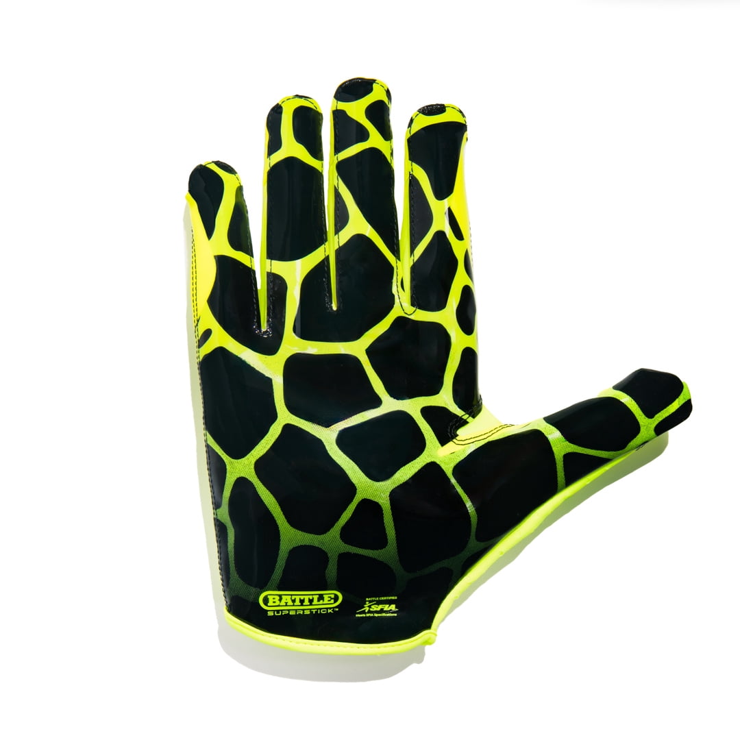 Battle Sports Adult "Giraffe" Doom Speed Receiver Football Gloves, Battle Sports Adult "Giraffe" Doom Speed Receiver Football Gloves, Solar Neon/Black - 2XL Neon/Black - 3XL