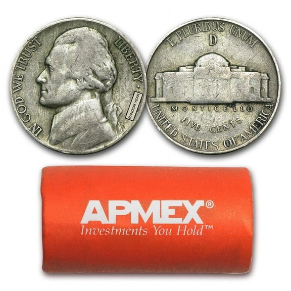 U.S. Mint 35% Silver War Nickels, $1 Face Value, Average Circulated Coins