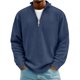thumbnail image 3 of Ceisia Men's Solid Color Corduroy Quarter Zip Stand Collar Long Sleeve Top Casual Fashion PulloverNavyXXXXXL Gifts, 3 of 3