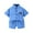 Blue, variant on IROINNID Summer Toddler Clothes Casual Solid Lapel T-shirt Short Sleeve Shorts Baby Boys and Girls Set 18-24 Months