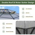 thumbnail image 5 of Aoxun 12'x14' Hardtop Gazebo, Aluminum Frame Permanent Pavilion with Curtains and Netting, Outdoor Polycarbonate Double Roof Canopy, Designed for Garden, Lawns, Patio, Gray, 5 of 7