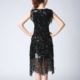 thumbnail image 3 of 1920s Flapper Dresses for Women Fringe Glitter Cocktail Sparkly Short Sundress Ballroom Dance Costume Party Dress Black XL, 3 of 7