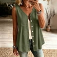 thumbnail image 2 of Stamzod Womens Tank Tops Summer V Neck Cotton Linen Button Down Shirts Casual Embroidered Sleeveless Shacket Green C XXXL, 2 of 6