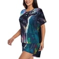 thumbnail image 2 of Haiem Colorful Plant Wolf Pattern Pajama Set for Women 2 Piece Lounge Set Short Sleeve Tops and Shorts Soft Sleepwear-X-Large, 2 of 7