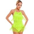 thumbnail image 3 of CHICTRY Womens Sequins Fringes Latin Dancewear Shiny Tassels Rumba Flapper Dress, 3 of 7