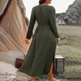 thumbnail image 7 of Oplxuo Womens Plus Size Wedding Guest Cocktail Maxi Dress Long Sleeve Elastic Waist V-Neck A-Line Side Slit Flowy Dresses, 7 of 7