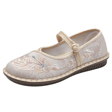 

Sneakers Women Women Shoes Flowers Round Toe Flat Bottom Fashion Shoes Cloth White 39
