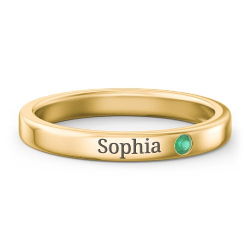 Bague de Naissance Empilable avec Gravure - Émeraude (Mai)