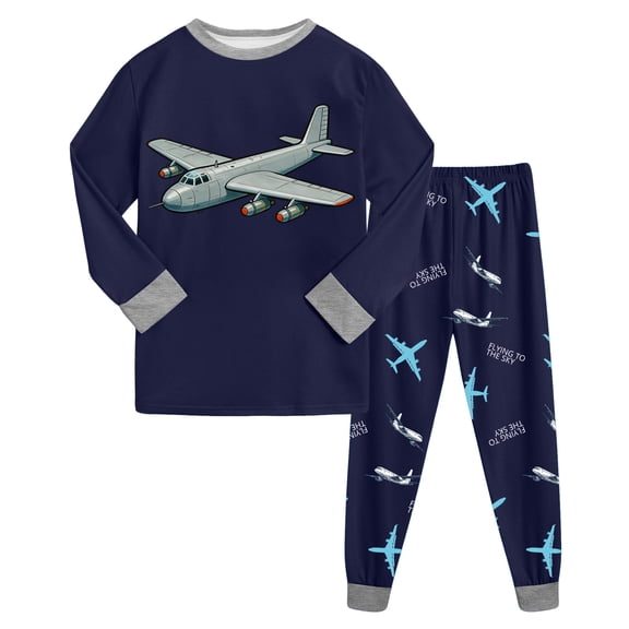 Zshosam Baby Pajamas Set Boys Pajamas Kids & Toddler Long Sleeve PJs Ribbed Comfort Stretch for Active Boys Size 4T 5T,(Dark Blue 4-5 Years)