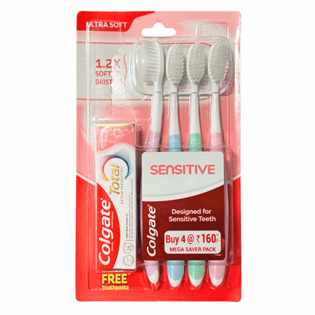 Colgate Toothbrush Sensitive, Pack of 4 Brushes