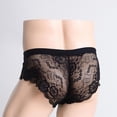 thumbnail image 3 of 2 Piezas Sexy Hombres Encaje Transparente Ver A Través De Bragas Calzoncillos Ropa Interior Lencería SM SunniMix bragas de encaje de flores para hombres, 3 of 8