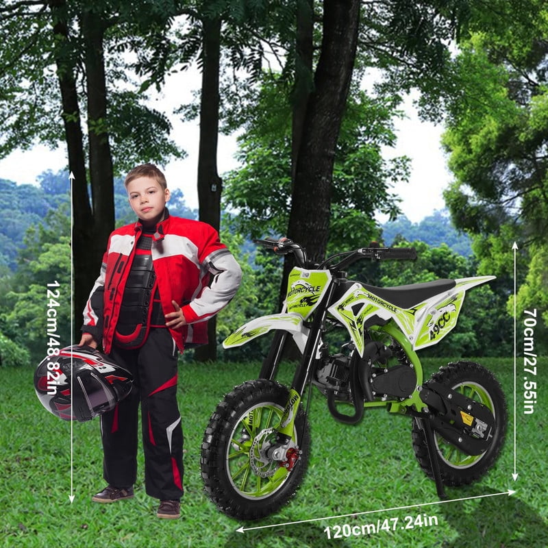 Dirt Bike for Kids & Adults 49cc 2-Stroke Kids Mini Bike Gas Power Off Road Trail Bikes with Front Rear Disc Brakes, Racing Max Speed 40KM/H from USA Fast Arrival Support 220IBS