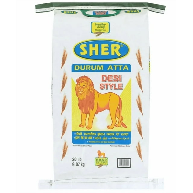 Sher Desi Durum Flour - W : High-quality Whole Wheat Flour made from Hard Durum Wheat. Made from Canadian Wheat