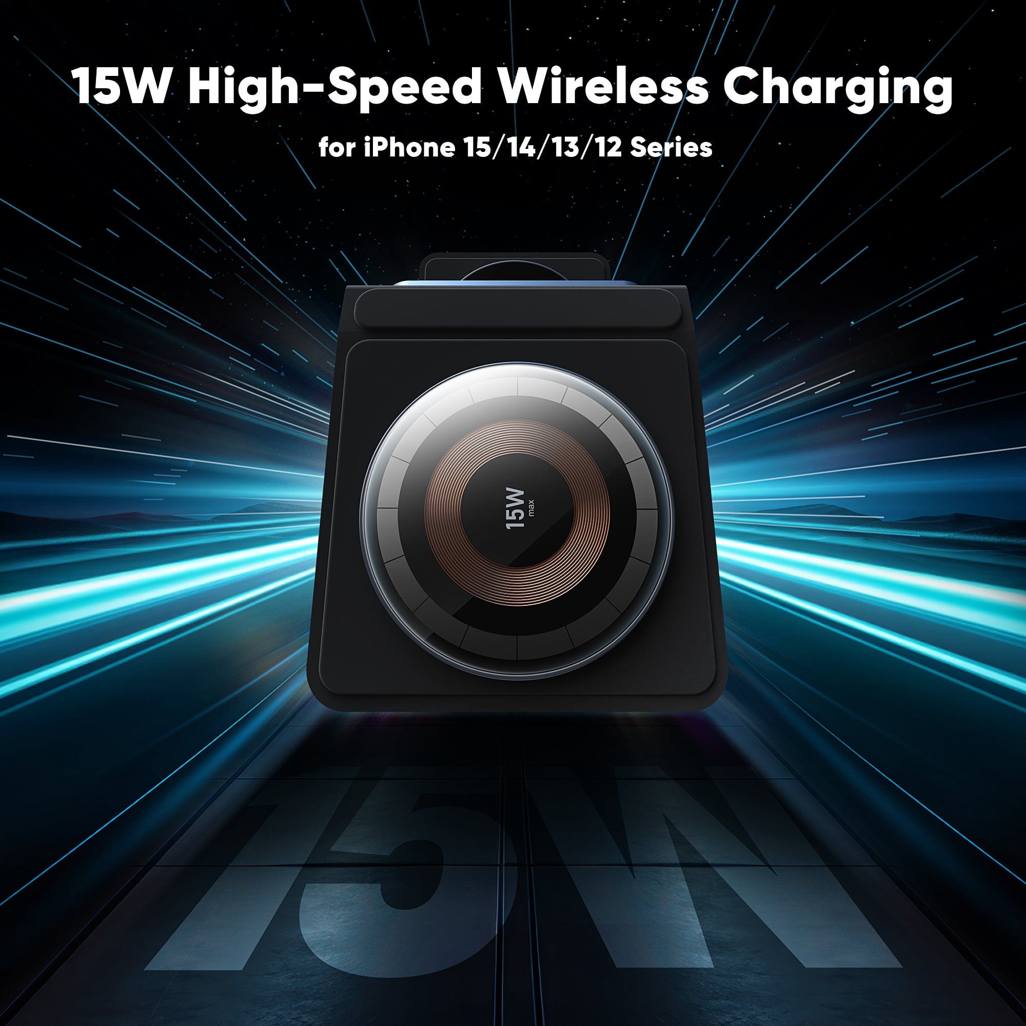 GUSGU 3 in 1 Charging Station, Leathe Surface, Magnetic Foldable 3 in 1  Wireless Charging Stand for iPhone 15/14/13/12, Apple Watch S1-8/Ultra, AirPods