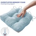 thumbnail image 5 of Chair Cushions for Dining Chairs Set of 6, Kitchen Chair Cushions, Chair Pads with Ties and Non Slip Backing, Tufted Memory Foam Seat Cushion 6 Pack, 15.5" x 15.5" x 4", Baby Blue, 5 of 14