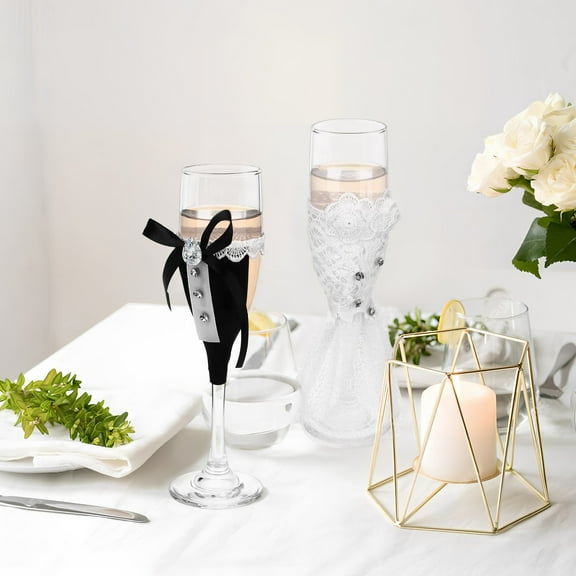 OUNONA 1 Set Wedding Goblet Glasses Tall Glass For Wedding Toasts Blessing Cup For Bride And Groom Glasses For Engagement Gifts And Celebrations