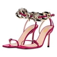 thumbnail image 2 of FSJ Women Sexy Square Open Toe Stiletto High Heel Sandals Large Gold Chain Buckle Strap Sandals Prom Dressy Shoes Size 5 Pink, 2 of 4