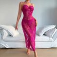 thumbnail image 4 of JSGEK Women Floral Lace Bodycon Midi Dress Spaghetti Strap Sheer Mesh Overlay Nightgown Lingerie Set for Special Occasion Pink L, 4 of 7