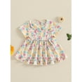 thumbnail image 4 of Michellecmm Baby Girl Summer Dress Casual Short Sleeve Doll Collar Floral Print Dress Toddler A-Line Dress, 4 of 9