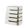 thumbnail image 4 of BenJara Ara 49 Inch Tall Dresser Chest, 5 Drawers, Crystal Accents, Glossy White, 4 of 6
