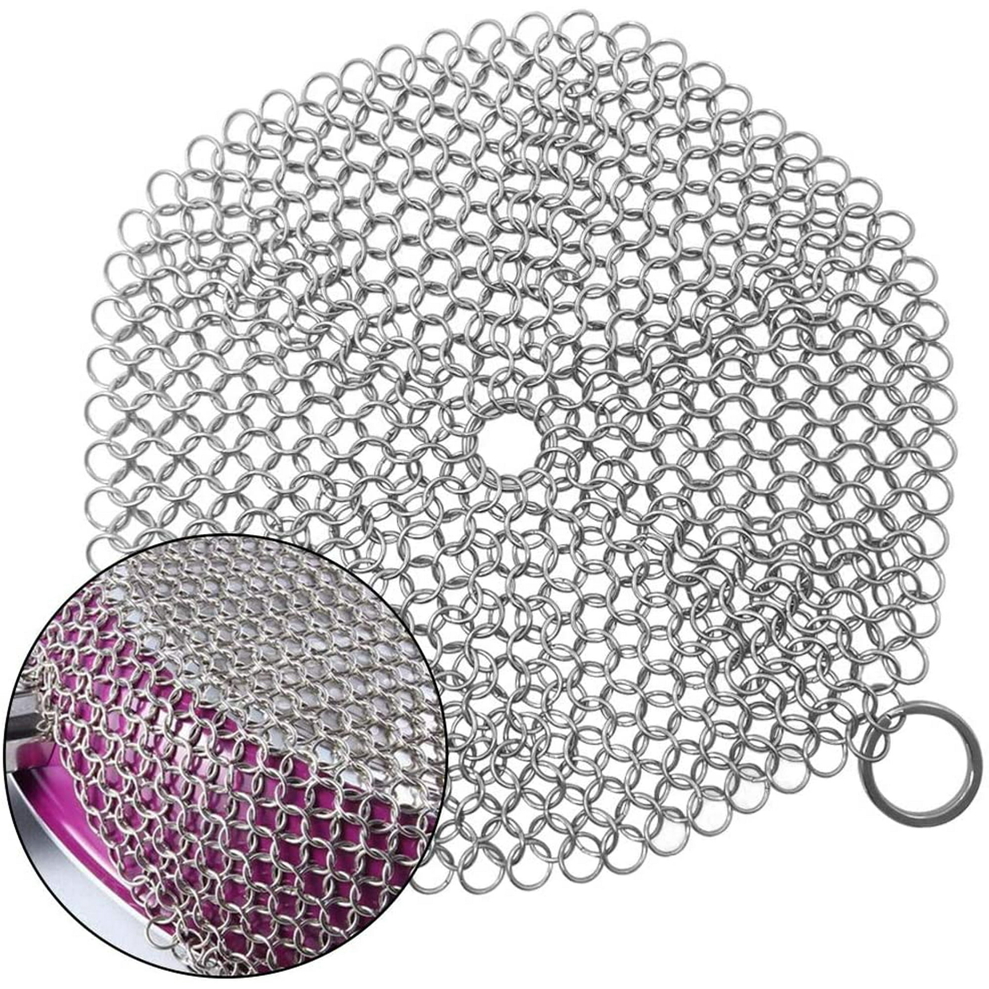 Éponge Maille Chaînette En Acier Inoxydable Pour Nettoyer La Fonte - 18x18cm, Sans Rayure, Pour Poêles Et Woks