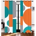 thumbnail image 3 of Abstract Turquoise Blackout Curtains Teal Orange Modern Geometric Circles Curtain Gray White Minimalist Aesthetic Vintage Grommets Window Drapes For Bedroom Living Room 42"W x 63"L (Pack of 2), 3 of 6