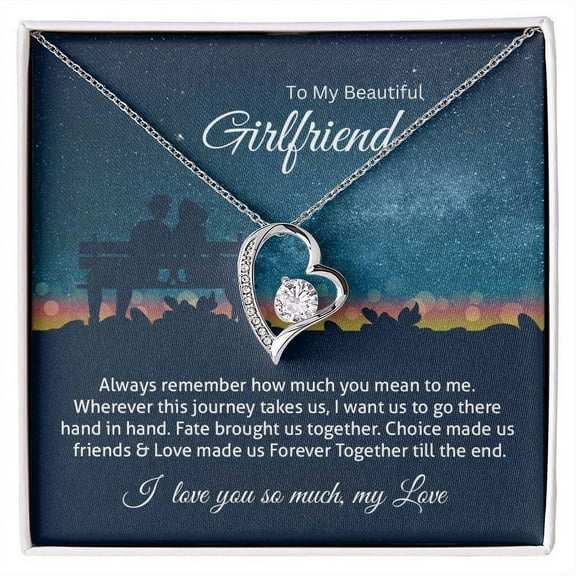 To My Beautiful Girlfriend Forever Love Necklace Gift, Promise Necklace For Her, Girlfriend Valentine Day Necklace Gift, Her Romantic Gift