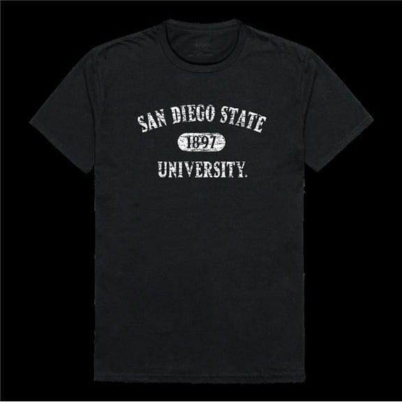 San Diego State University Aztecs Distressed Arch College T-Shirt, Black - Large