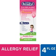 Children's Benadryl Dye-Free Allergy Liquid, Bubble Gum, 4 fl. oz