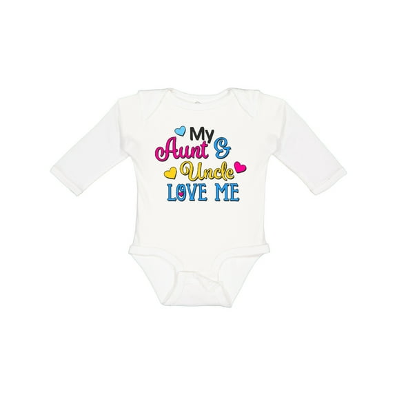Inktastic My Aunt and Uncle Love Me with Hearts Boys or Girls Long Sleeve Baby Bodysuit