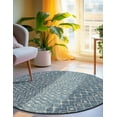 thumbnail image 5 of Unique Loom Outdoor Trellis Collection Area Rug - Tribal Trellis (4' 1" Round Blue/Ivory), 5 of 7