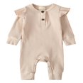 thumbnail image 1 of MesaSe Infant Kids Baby Girl Boy Solid Color Long Ruffle Sleeve O-Neck Ribbed Jumpsuit Navy Blue 9-12 Months, 1 of 9