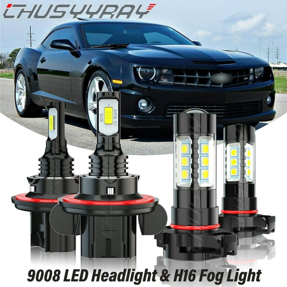 For Chevy Camaro 2010-2013 LED Headlight High Low Dual Beam Fog Light Bulbs Kit 6000K White 4x